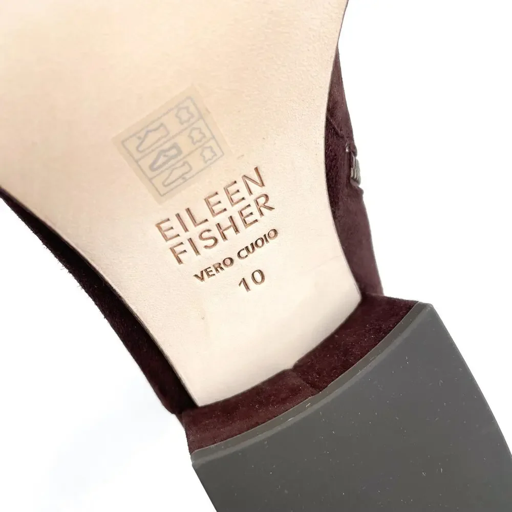 Eileen Fisher Anja Boots Chocolate Brown Suede Block Heel Ankle Sz‎ 10 - Picture 9 of 10